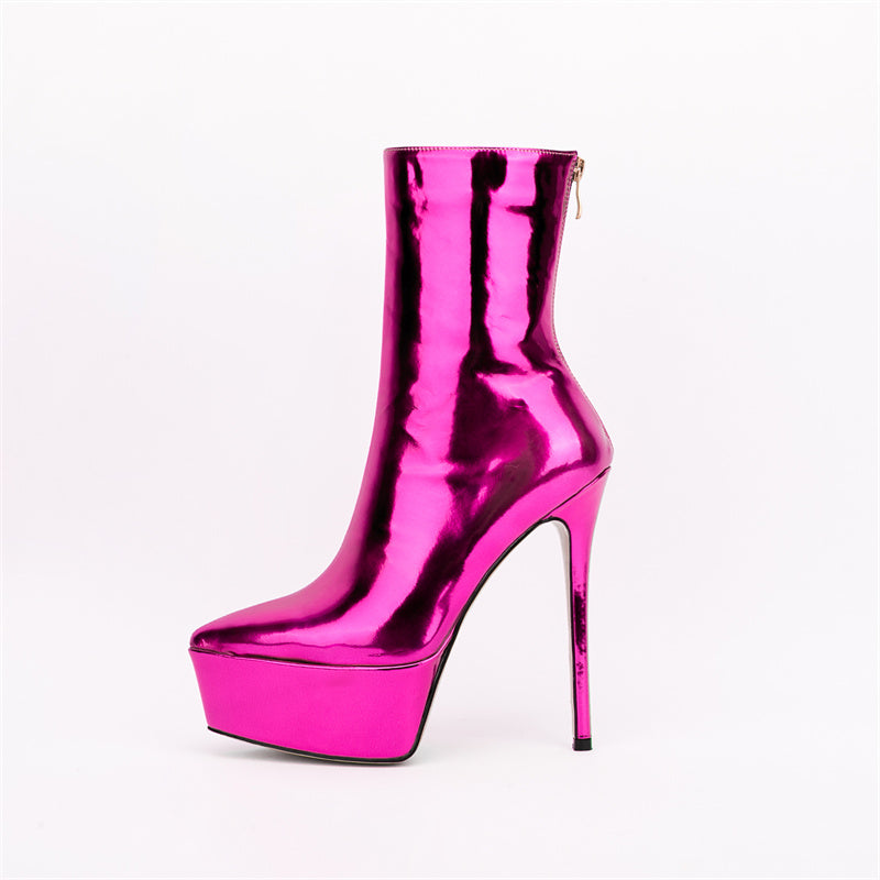 Harlow Stiletto Pink Metallic Boots Newgew