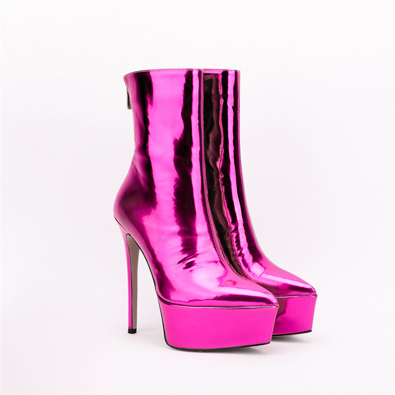Harlow Stiletto Pink Metallic Boots Newgew