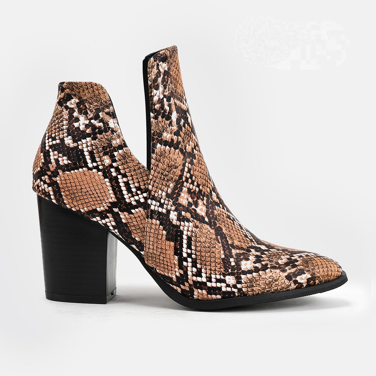 Snake Print Faux Leather Ankle Boots Newgew