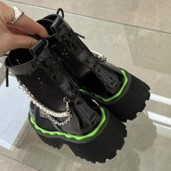 Pearl Chain Thick-Soled Boots Newgew