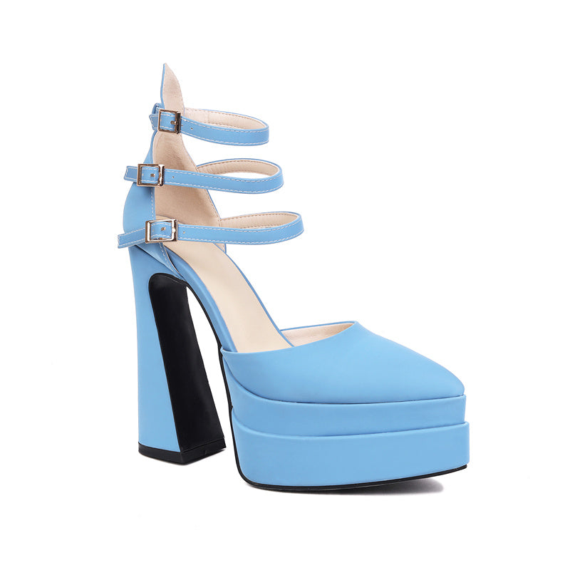 Foster Light Blue Platform Heels Newgew