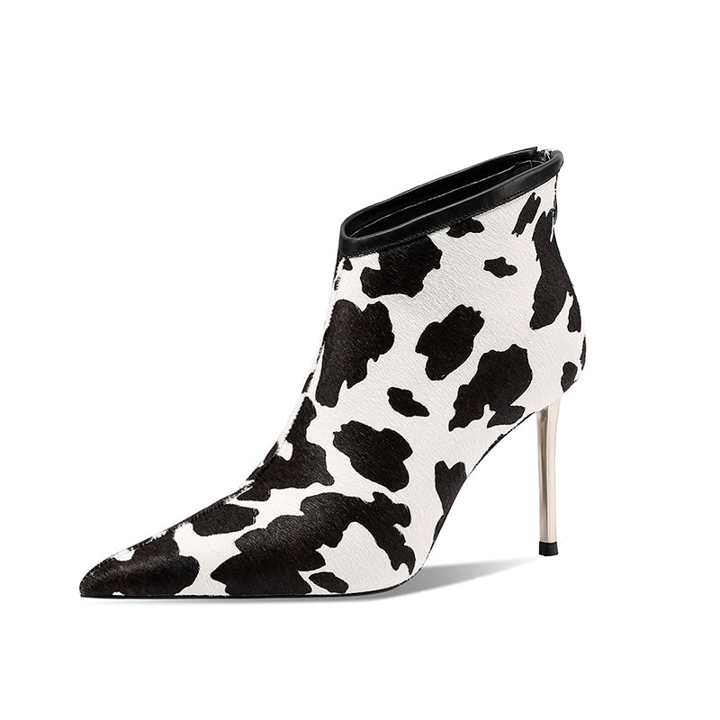 Nelly Stiletto Womens Cow Print Boots Newgew