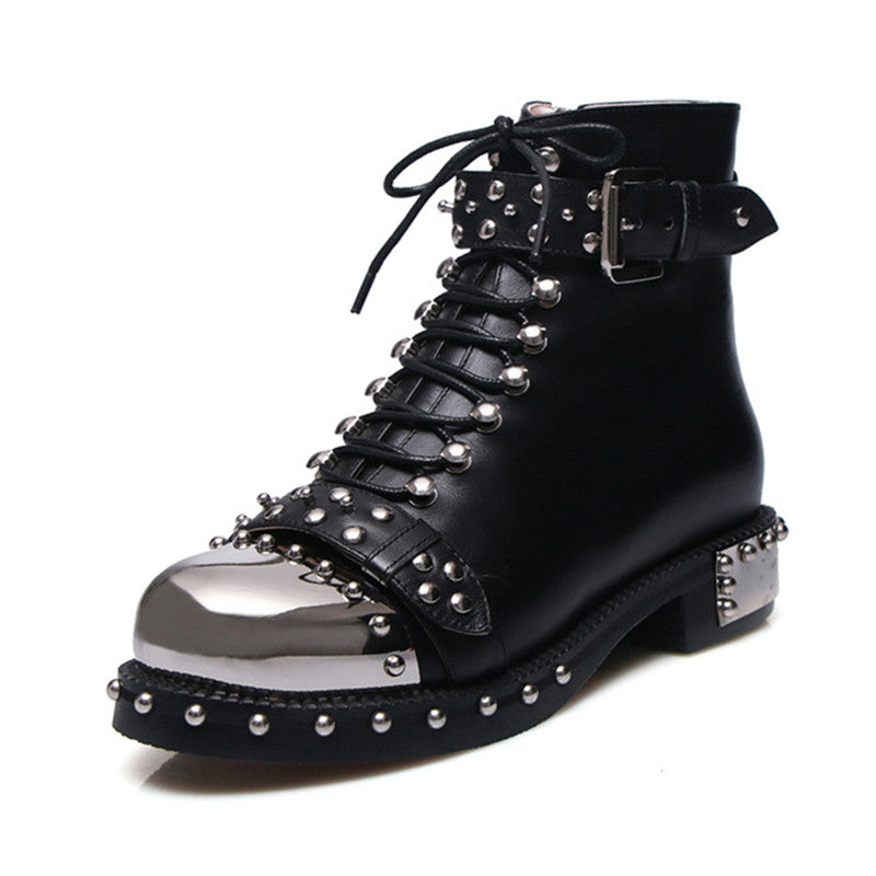 Nia Rivet Studded Combat Boots Newgew