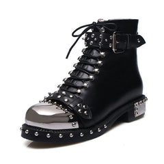 Nia Rivet Studded Combat Boots Newgew