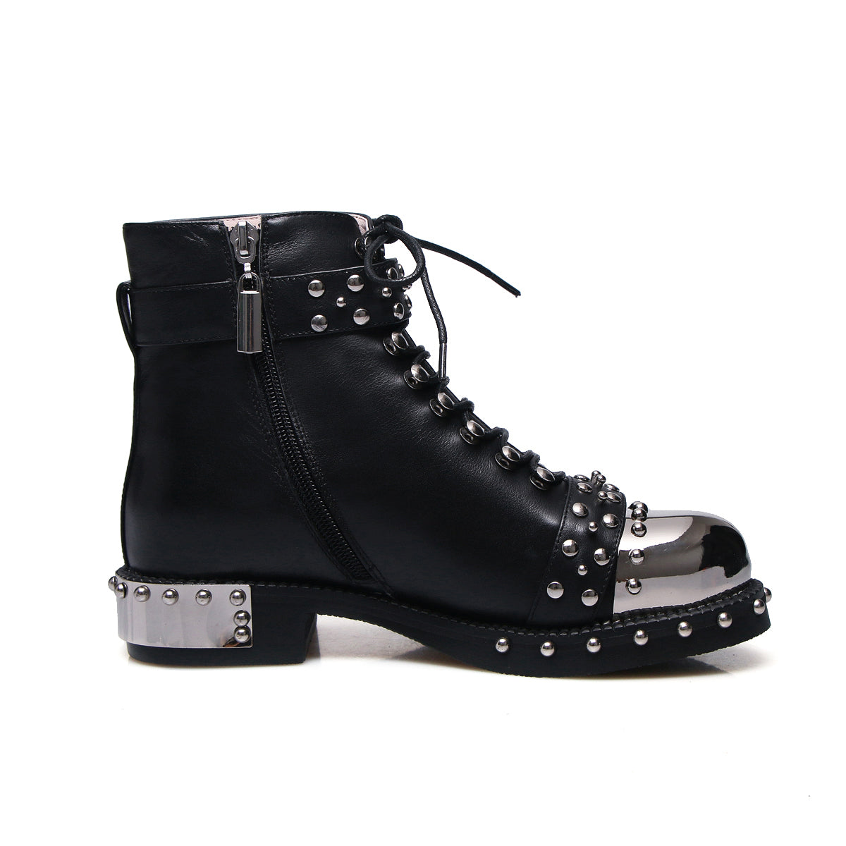 Nia Rivet Studded Combat Boots Newgew