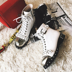 Nia Rivet Studded Combat Boots Newgew