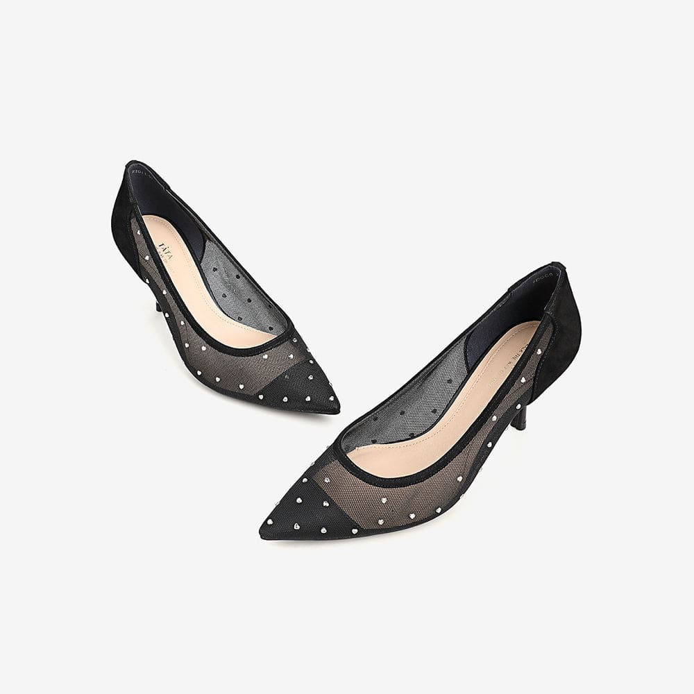 Pointed-Toe Shallow-Mouth Mesh Shoes Newgew