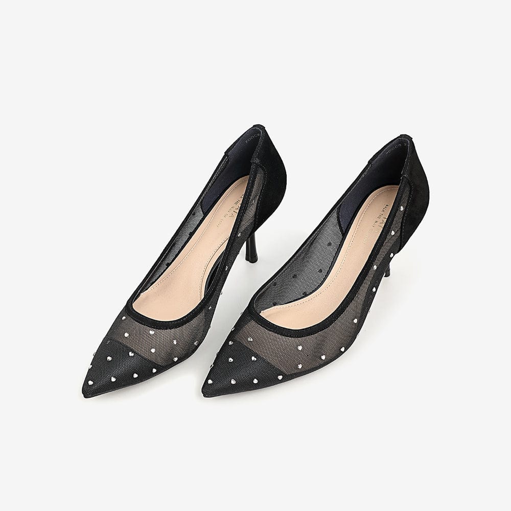 Pointed-Toe Shallow-Mouth Mesh Shoes Newgew