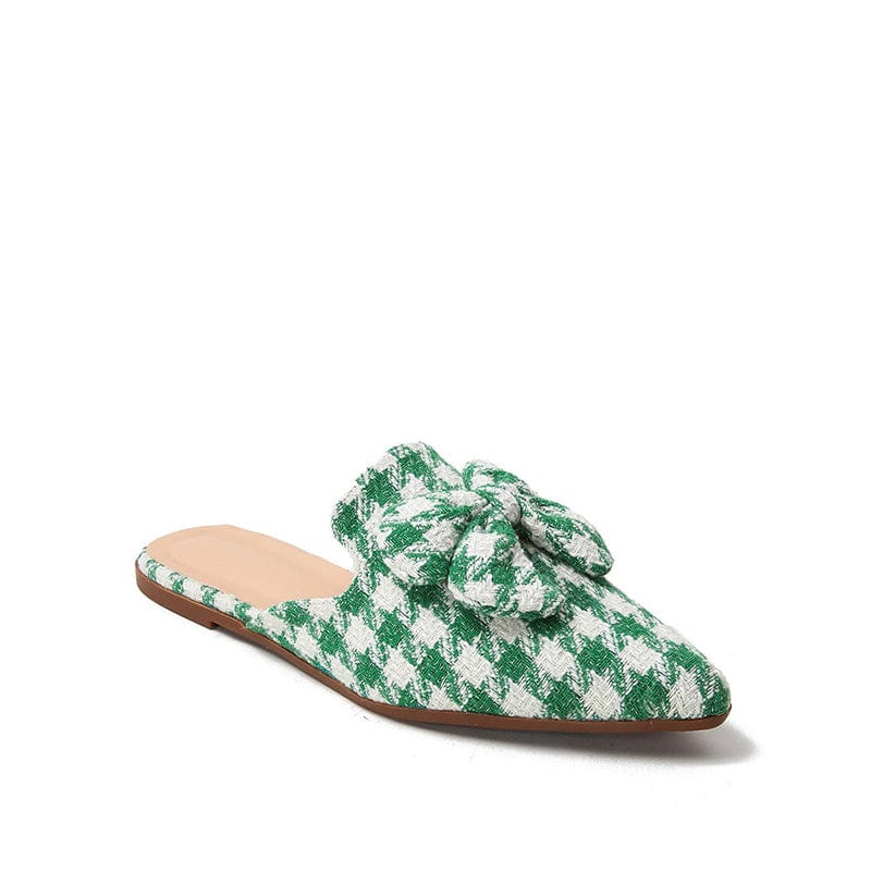 Pointed Bow checkerboard Mules Newgew