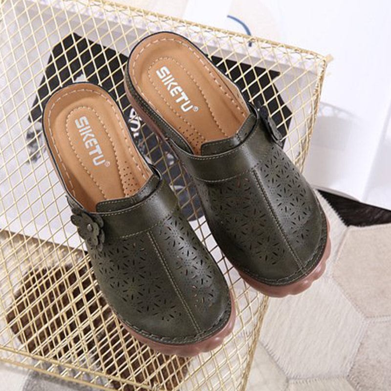 Women Casual Soft Leather Slippers Newgew