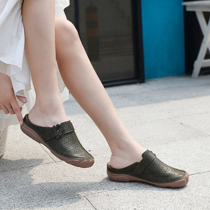 Women Casual Soft Leather Slippers Newgew