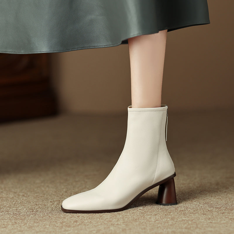 Naya White Square Toe Boots Newgew