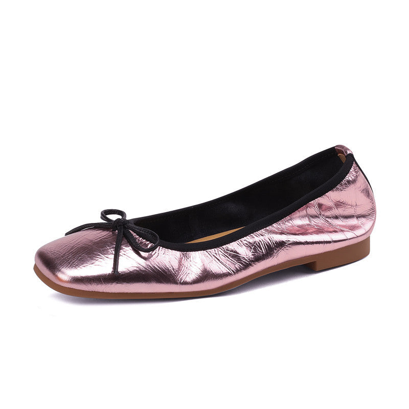 Fawn Square Toe Ballet Flats Pink Newgew