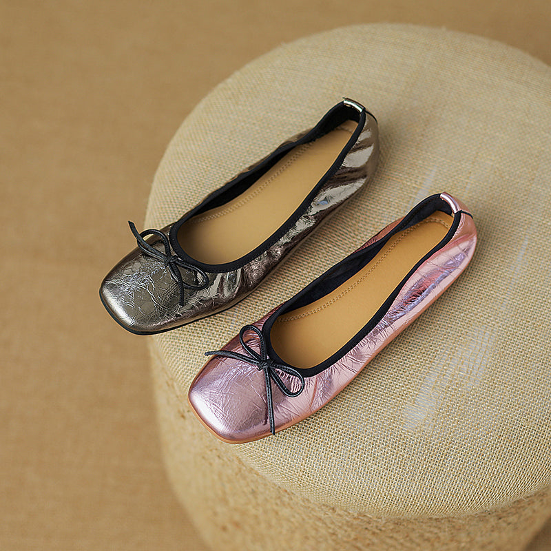 Fawn Square Toe Ballet Flats Pink Newgew