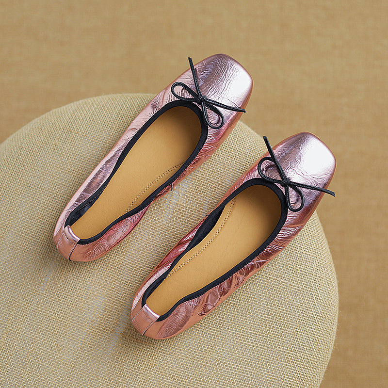 Fawn Square Toe Ballet Flats Pink Newgew