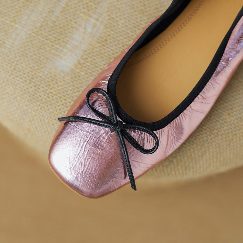 Fawn Square Toe Ballet Flats Pink Newgew