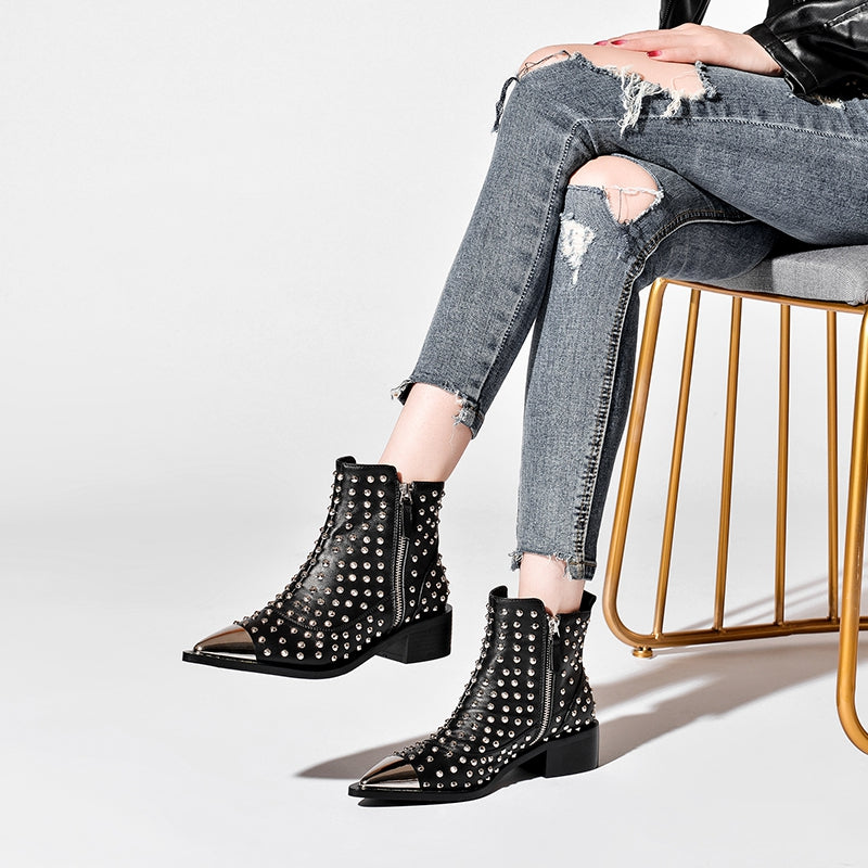 Osvaldo Handmade Studded Ankle Booties Newgew