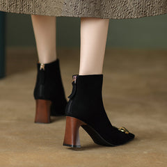 Isley Suede Black Square Toe Ankle Boots Newgew