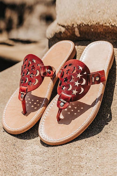 Moon Star Openwork Toe Flat Slippers Newgew