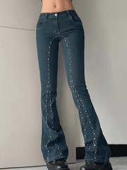 Vintage stud Paneled Low-rise Bootcut Jeans NewGew