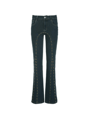 Vintage stud Paneled Low-rise Bootcut Jeans NewGew