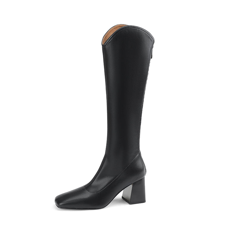 Hayes Black Block Heel Knee High Boots Newgew