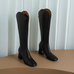 Hayes Black Block Heel Knee High Boots Newgew