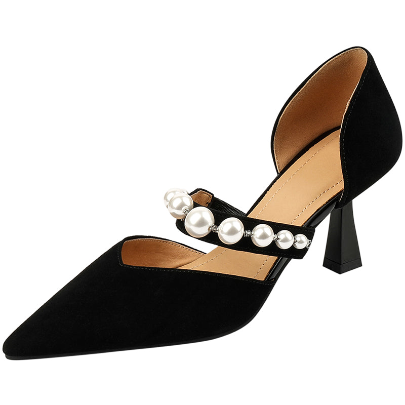 Faiza Dorsay Heels with Pearls Black NEW GEW