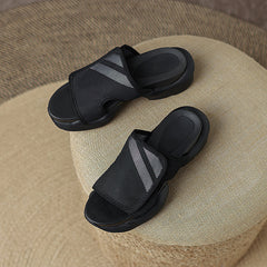 Delta Black Platform Slippers Sandals NEW GEW