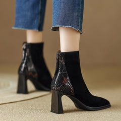 Hafsa Square Toe Snakeskin Ankle Boots Newgew