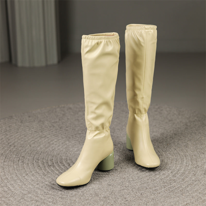 Hayes Square Toe Nude Knee High Boots Newgew