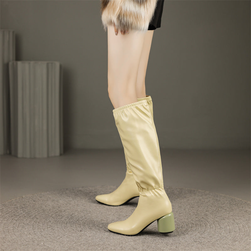 Hayes Square Toe Nude Knee High Boots Newgew