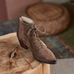 Hayat Brown Vintage Lace up Boots Newgew