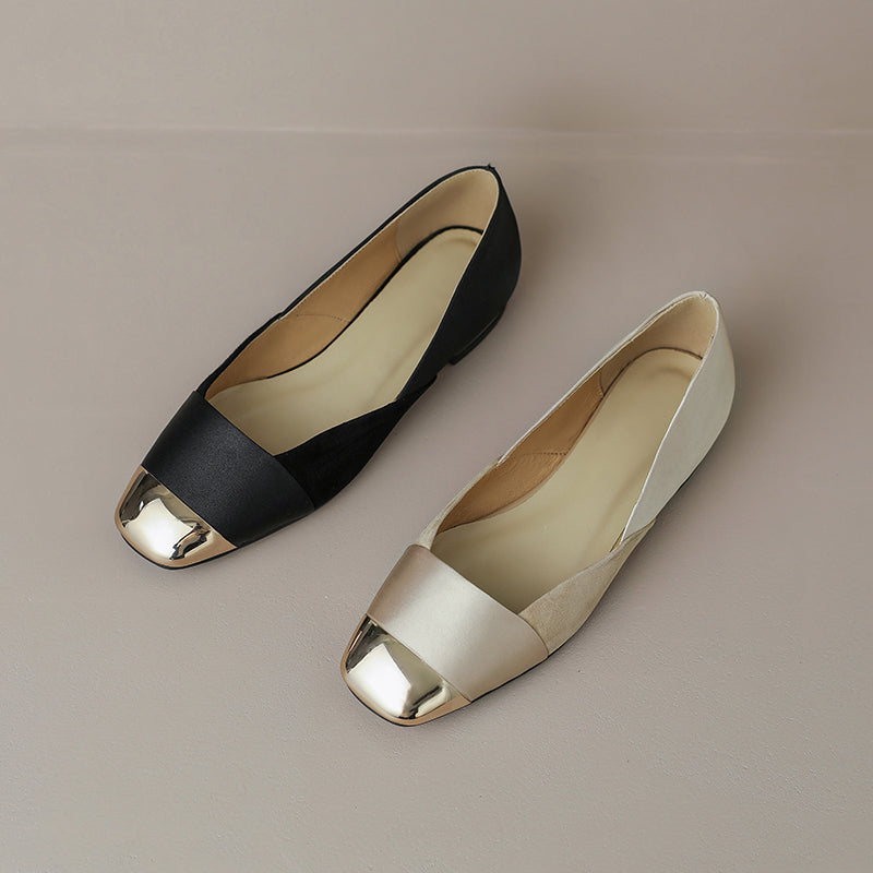 Flynn Cap Toe Black Flats Newgew