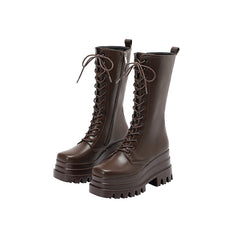 Nala Platform Brown Wedge Boots newgew