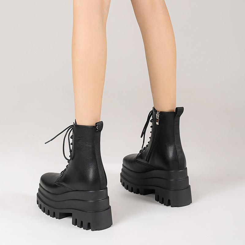 Nala Black Wedge Boots for Women newgew