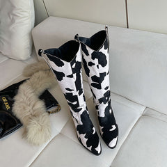 Huda Cow Print Cowboy Boots Newgew