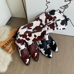 Huda Brown Cow Print Cowgirl Boots Newgew