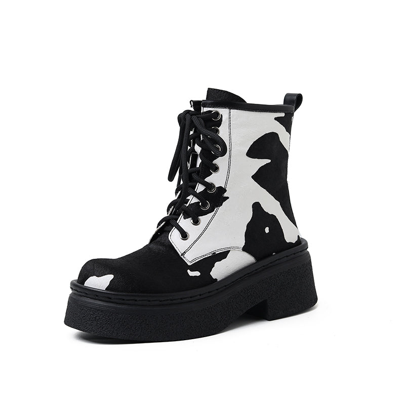 Nila Cow Print Boots Women Newgew