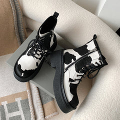 Nila Cow Print Boots Women Newgew