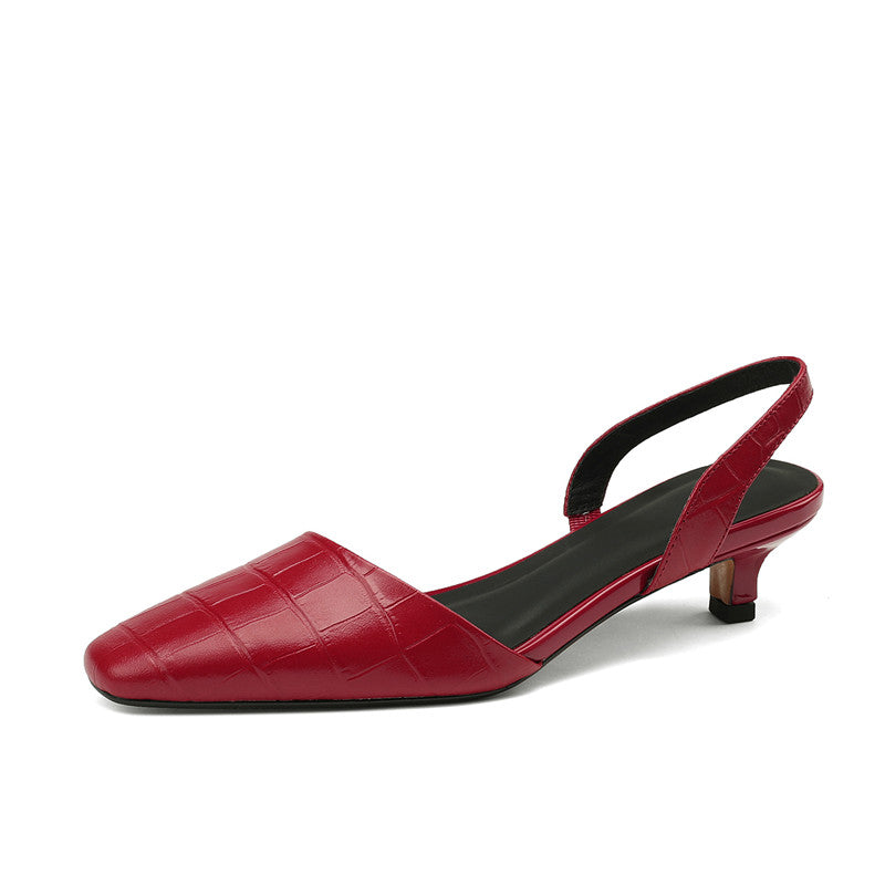 Norah Red Slingback Kitten Heels Newgew