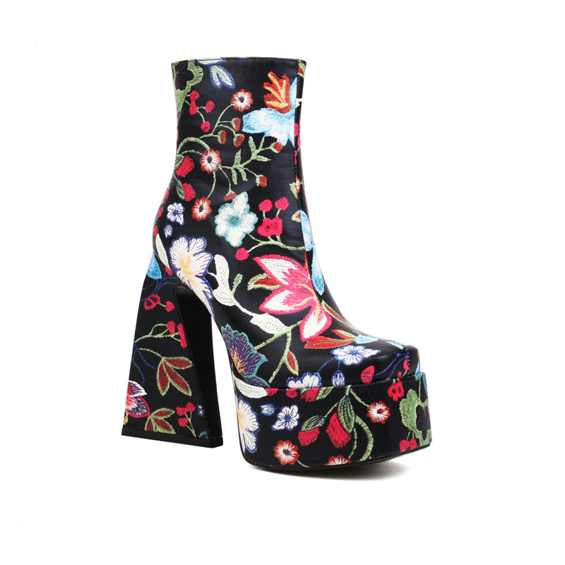Nylah Womens Platform Embroidered Boots Newgew