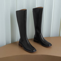 Nancy Black Square Toe Knee High Boots newgew