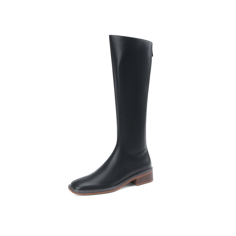 Nancy Black Square Toe Knee High Boots newgew