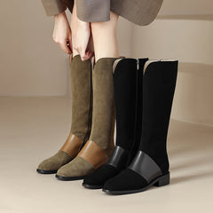 Honor Patchwork Suede Riding Boots Newgew