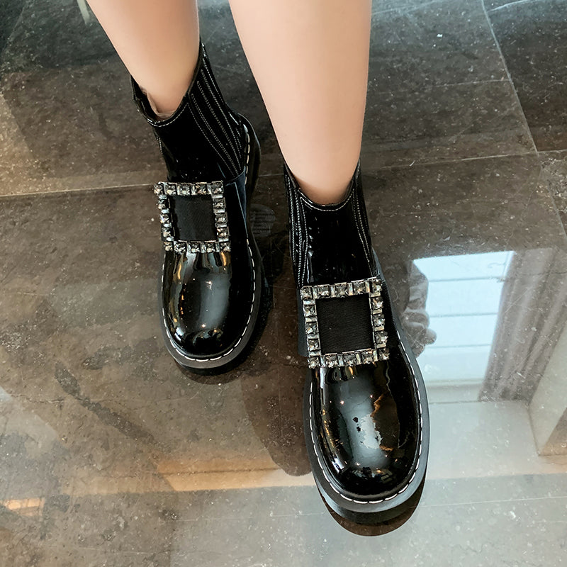 Ely Black Rhinestone Ankle Boots NEW GEW