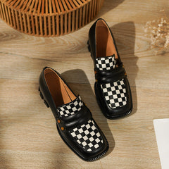 Cassie Checkerboard Loafers Style Heels Newgew