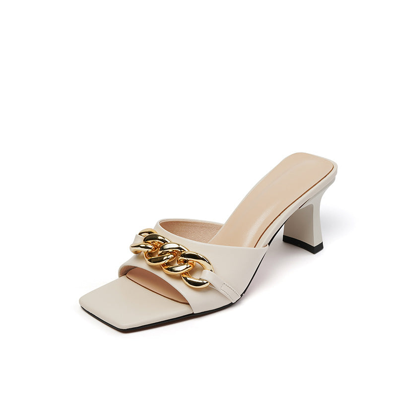 Cattleya Open Toe Mules with Chain Newgew