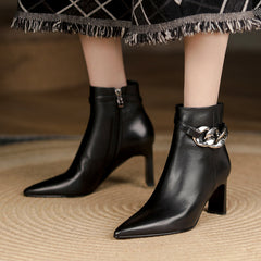 Cheyenne Heeled Ankle Boots with Chain NEW GEW