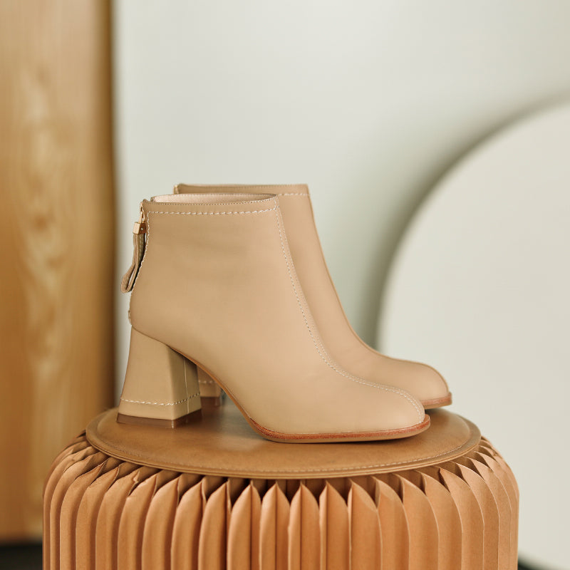 Charli Handmade Genuine Leather Heeled Ankle Boots NEW GEW